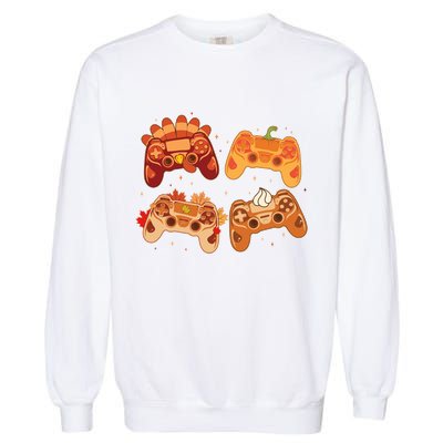 Thanksgiving Autumn Fall Video Game Controllers Garment-Dyed Sweatshirt
