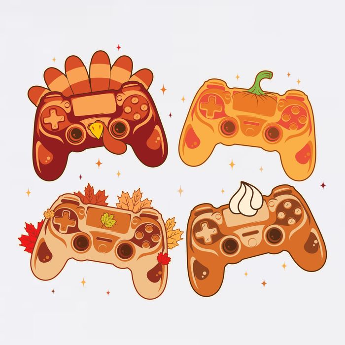 Thanksgiving Autumn Fall Video Game Controllers Garment-Dyed Sweatshirt