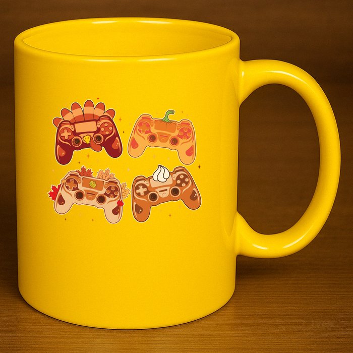 Thanksgiving Autumn Fall Video Game Controllers 11oz C Handle Ceramic Mug