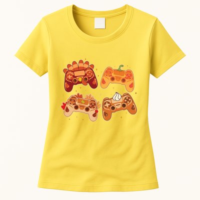 Thanksgiving Autumn Fall Video Game Controllers Womens T-Shirt