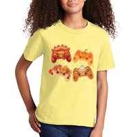 Thanksgiving Autumn Fall Video Game Controllers Kids T-Shirt