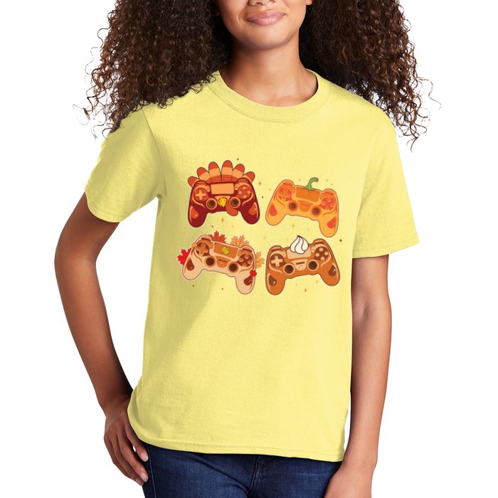Thanksgiving Autumn Fall Video Game Controllers Kids T-Shirt