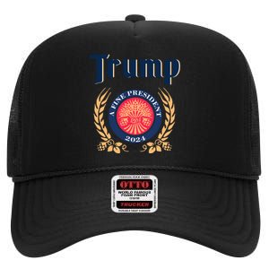 Trump A Fine President 2024 High Crown Mesh Back Trucker Hat