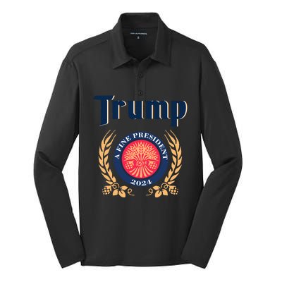 Trump A Fine President 2024 Silk Touch Performance Long Sleeve Polo