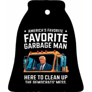 Trump AmericaS Favorite Garbage Man Trump In Trash Truck Ceramic Bell Ornament