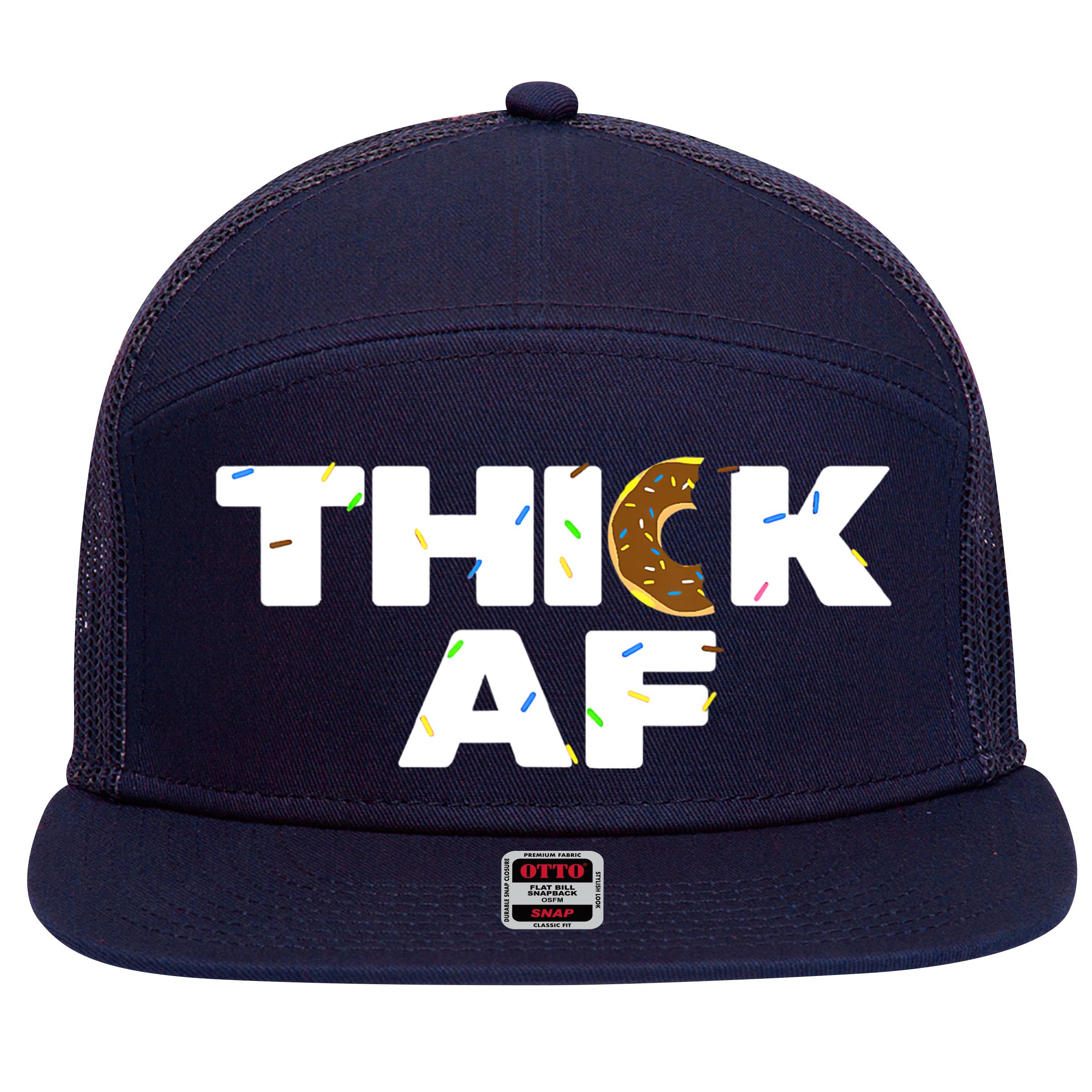 Thick AF Funny Donut Fitness Weightlifting 7 Panel Mesh Trucker Snapback Hat