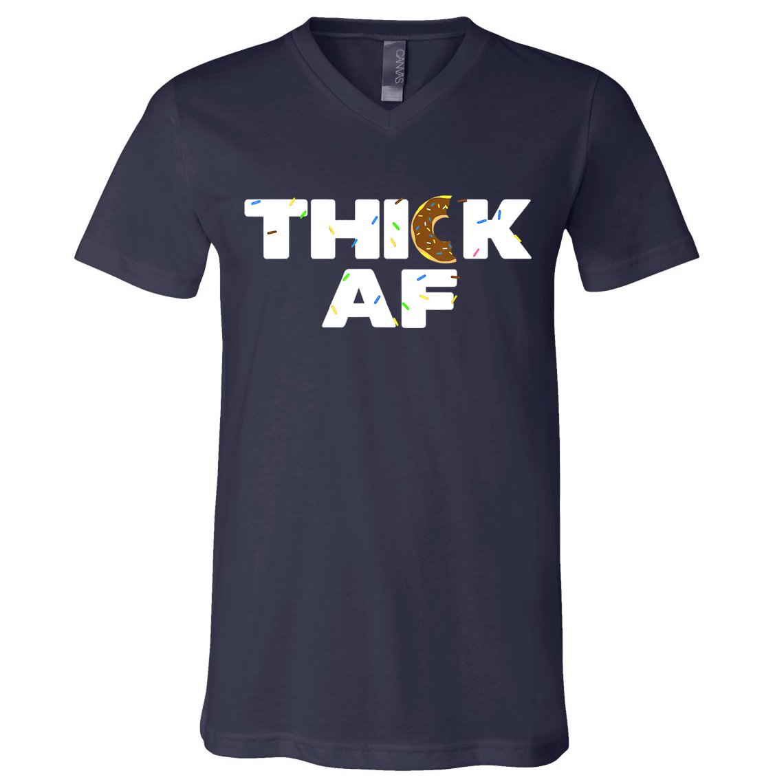 Thick AF Funny Donut Fitness Weightlifting V-Neck T-Shirt