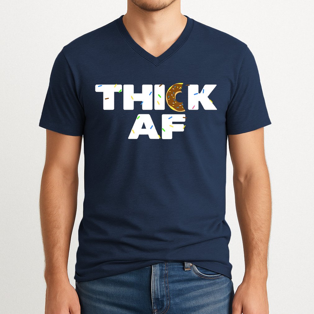 Thick AF Funny Donut Fitness Weightlifting V-Neck T-Shirt