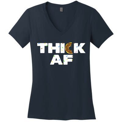 Thick AF Funny Donut Fitness Weightlifting Women's V-Neck T-Shirt
