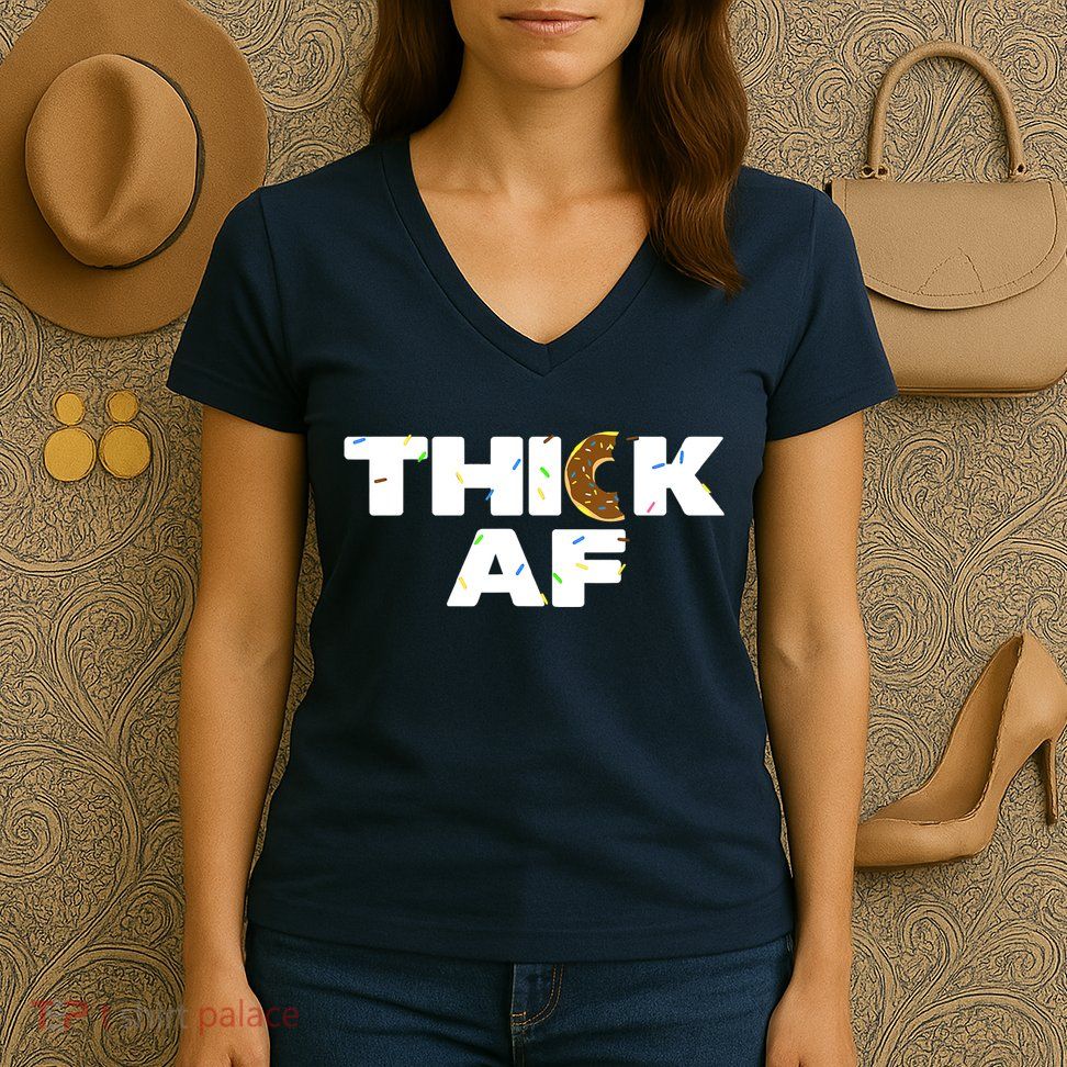 Thick AF Funny Donut Fitness Weightlifting Women's V-Neck T-Shirt