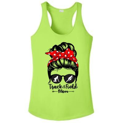 Track And Field Athlete Messy Bun Hair Funny Runner Athlete Gift Ladies PosiCharge Competitor Racerback Tank