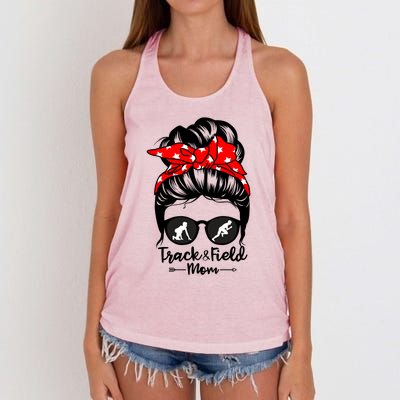 Track And Field Athlete Messy Bun Hair Funny Runner Athlete Gift Women's Knotted Racerback Tank