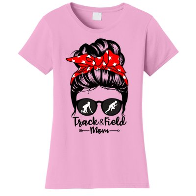 Track And Field Athlete Messy Bun Hair Funny Runner Athlete Gift Women's T-Shirt