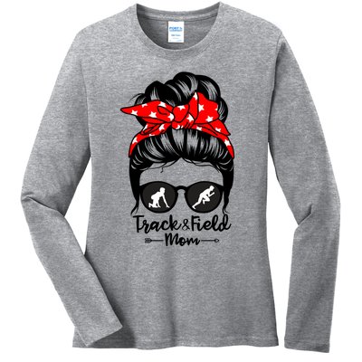 Track And Field Athlete Messy Bun Hair Funny Runner Athlete Gift Ladies Long Sleeve Shirt