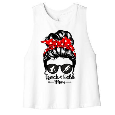 Track And Field Athlete Messy Bun Hair Funny Runner Athlete Gift Women's Racerback Cropped Tank