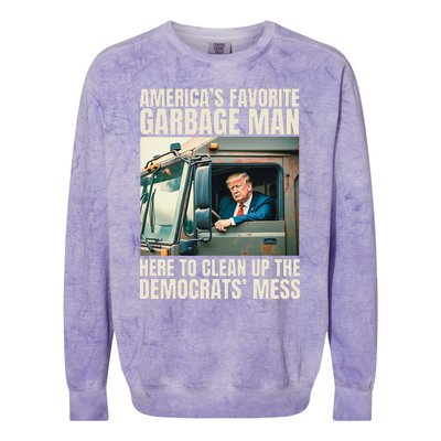 Trump AmericaS Favorite Garbage Man Trump In Trash Truck Colorblast Crewneck Sweatshirt