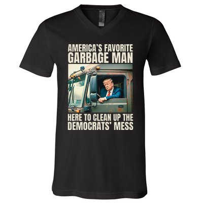 Trump AmericaS Favorite Garbage Man Trump In Trash Truck V-Neck T-Shirt