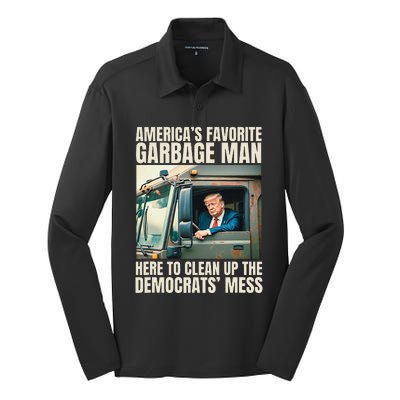 Trump AmericaS Favorite Garbage Man Trump In Trash Truck Silk Touch Performance Long Sleeve Polo