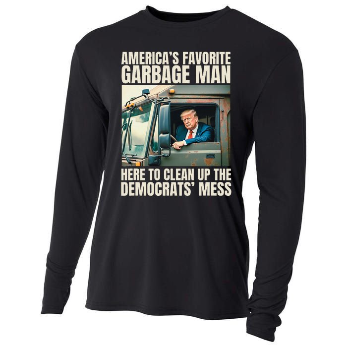 Trump AmericaS Favorite Garbage Man Trump In Trash Truck Cooling Performance Long Sleeve Crew