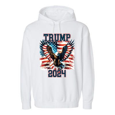 Trump American Flag President Election Garment-Dyed Fleece Hoodie