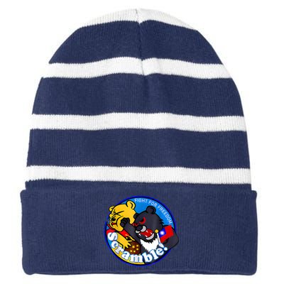 Taiwan Air Force Badge Striped Beanie with Solid Band