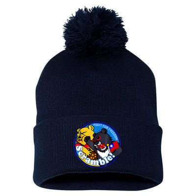 Taiwan Air Force Badge Pom Pom 12in Knit Beanie