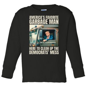 Trump AmericaS Favorite Garbage Man Trump In Trash Truck Toddler Long Sleeve Shirt