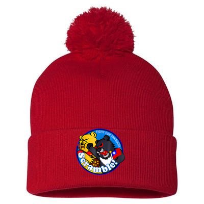 Taiwan Air Force Badge Pom Pom 12in Knit Beanie