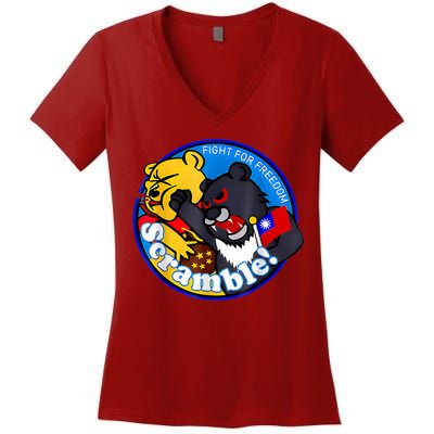 Taiwan Air Force Badge Women's V-Neck T-Shirt