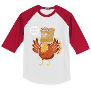 Turkey Animal Farmer Cat Lover Funny Fake Cat Thanksgiving Kids Colorblock Raglan Jersey