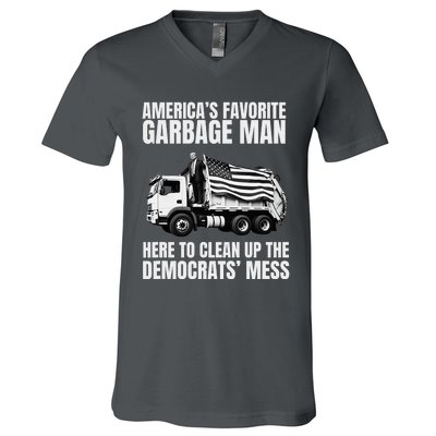 Trump AmericaS Favorite Garbage Man Trash Truck Photo Maga V-Neck T-Shirt