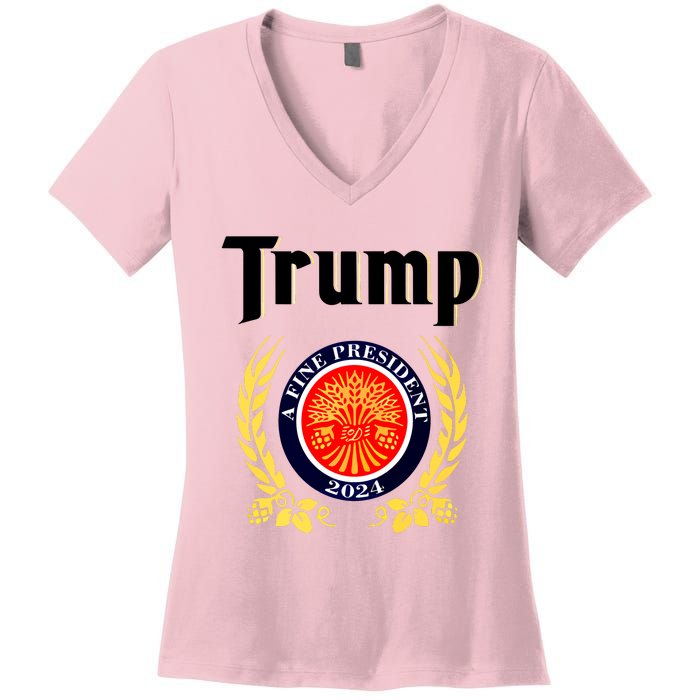 Trump A Fine President 2024 Women's V-Neck T-Shirt