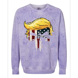 Trump American Flag 2024 Second Term Reelection  Colorblast Crewneck Sweatshirt