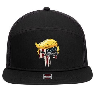 Trump American Flag 2024 Second Term Reelection  7 Panel Mesh Trucker Snapback Hat