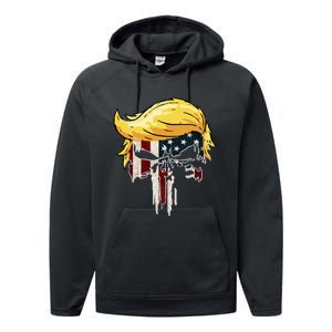 Trump American Flag 2024 Second Term Reelection  Performance Fleece Hoodie