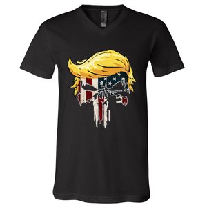 Trump American Flag 2024 Second Term Reelection  V-Neck T-Shirt