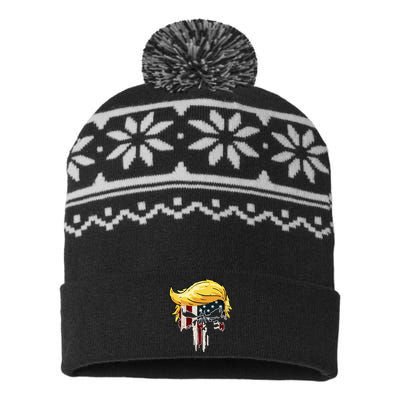 Trump American Flag 2024 Second Term Reelection  USA-Made Snowflake Beanie