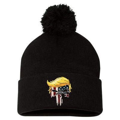 Trump American Flag 2024 Second Term Reelection  Pom Pom 12in Knit Beanie