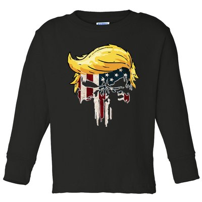 Trump American Flag 2024 Second Term Reelection  Toddler Long Sleeve Shirt