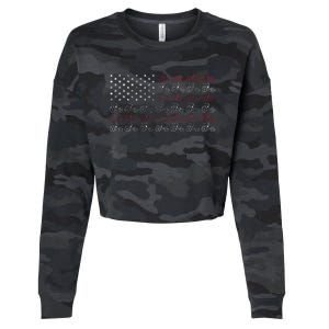 Tractor American Flag Farmer Cropped Pullover Crew