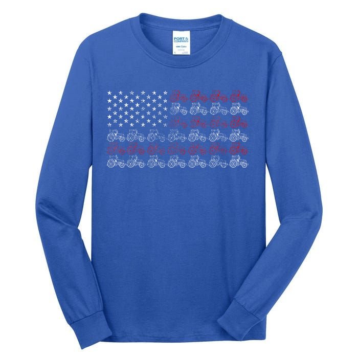 Tractor American Flag Farmer Tall Long Sleeve T-Shirt