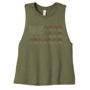 Tractor American Flag Farmer Women's Racerback Cropped Tank