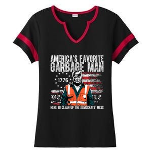 Trump AmericaS Favorite Garbage Man Trump In Trash Truck Ladies Halftime Notch Neck Tee