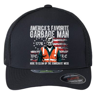 Trump AmericaS Favorite Garbage Man Trump In Trash Truck Flexfit Unipanel Trucker Cap