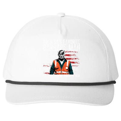 Trump AmericaS Favorite Garbage Man Trump In Trash Truck Snapback Five-Panel Rope Hat