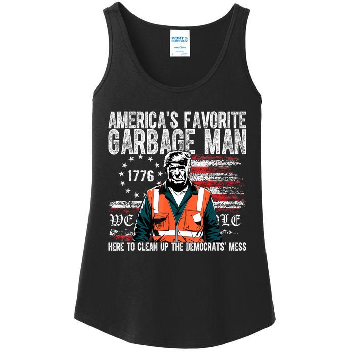 Trump AmericaS Favorite Garbage Man Trump In Trash Truck Ladies Essential Tank