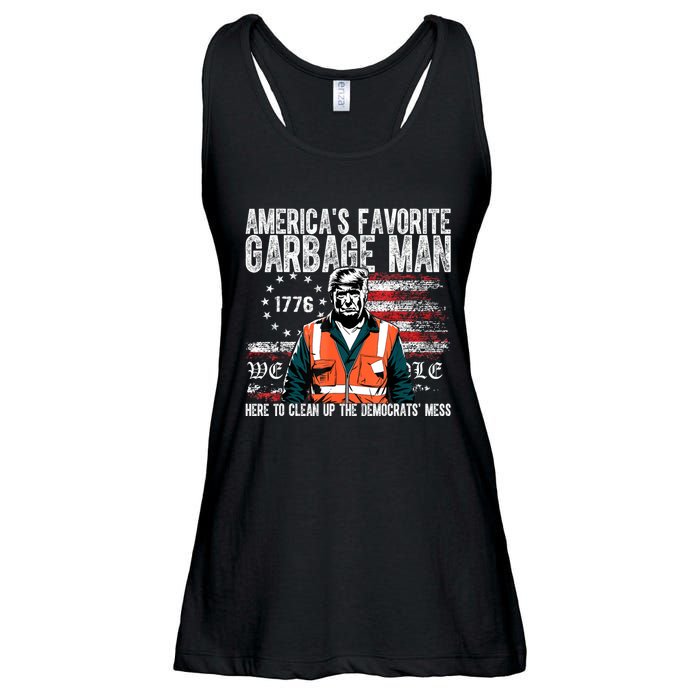 Trump AmericaS Favorite Garbage Man Trump In Trash Truck Ladies Essential Flowy Tank