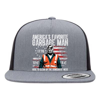 Trump AmericaS Favorite Garbage Man Trump In Trash Truck Flat Bill Trucker Hat