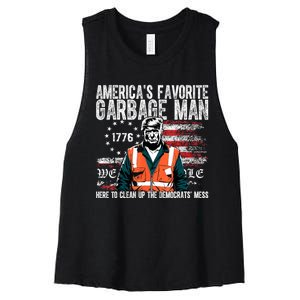 Trump AmericaS Favorite Garbage Man Trump In Trash Truck Women's Racerback Cropped Tank