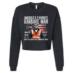 Trump AmericaS Favorite Garbage Man Trump In Trash Truck Cropped Pullover Crew